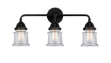 3-Light 23.25" Matte Black Bath Vanity Light - Clear Small Canton Glass - LED Bulbs Included
