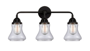3-Light 24" Matte Black Bath Vanity Light - Clear Bellmont Glass - LED Bulbs Included