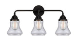 3-Light 24" Matte Black Bath Vanity Light - Seedy Bellmont Glass - LED Bulbs Included