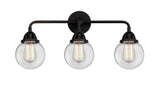 3-Light 24" Matte Black Bath Vanity Light - Clear Beacon Glass - LED Bulbs Included