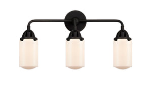 3-Light 22.5" Matte Black Bath Vanity Light - Matte White Cased Dover Glass - LED Bulbs Included
