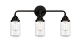 3-Light 22.5" Matte Black Bath Vanity Light - Clear Dover Glass - LED Bulbs Included