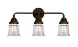 3-Light 23.25" Black Antique Brass Bath Vanity Light - Clear Small Canton Glass Shades LED