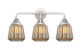 3-Light 24" Black Antique Brass Bath Vanity Light - Mercury Plated Chatham Glass LED