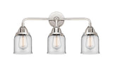 3-Light 23" Black Antique Brass Bath Vanity Light - Clear Small Bell - LED