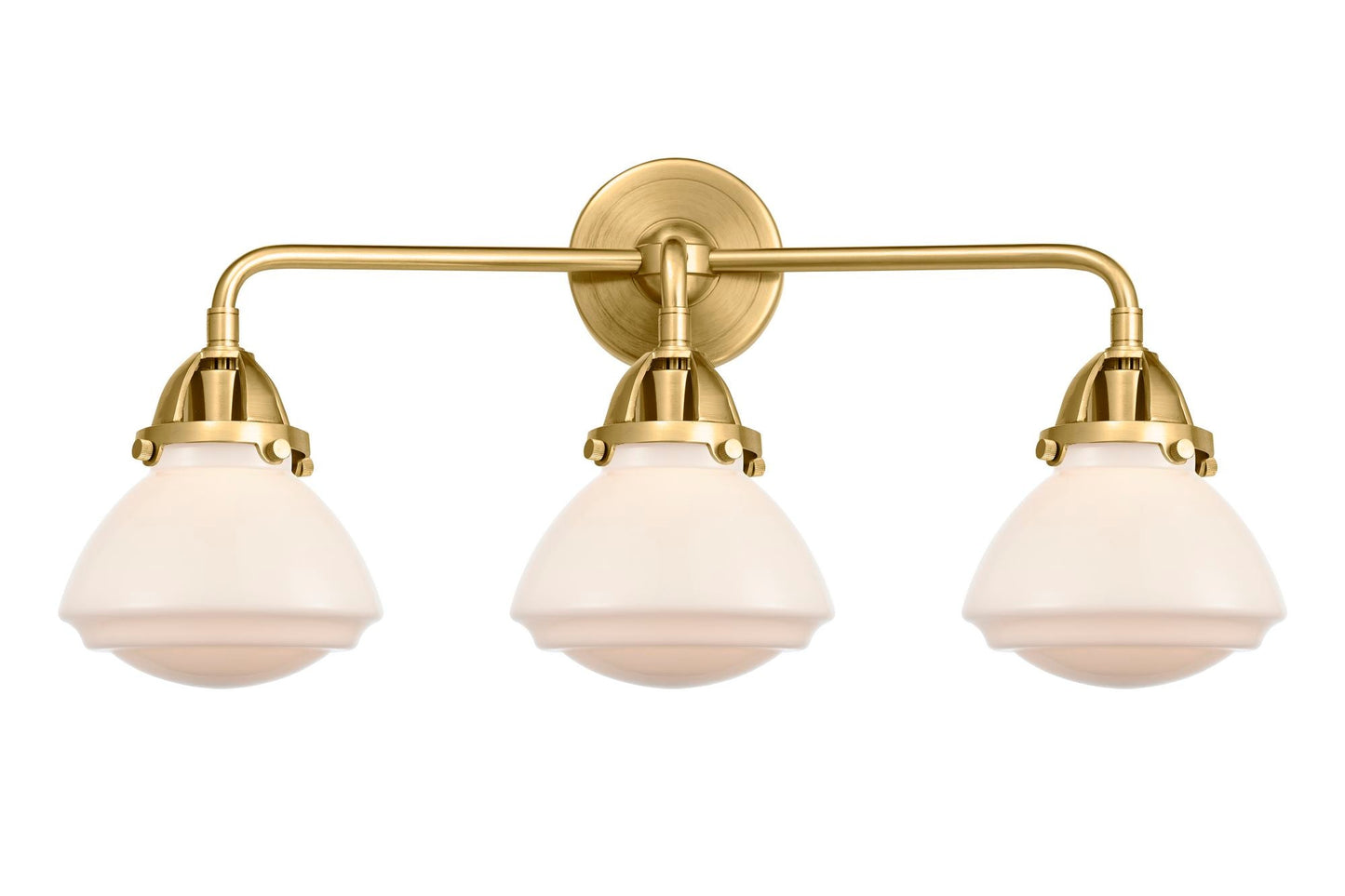 3-Light 24.75" Satin Gold Bath Vanity Light - Matte White Olean Glass - LED Bulb