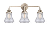 288-3W-SN-G194 3-Light 24" Brushed Satin Nickel Bath Vanity Light - Seedy Bellmont Glass - LED Bulb - Dimmensions: 24 x 7.25 x 10.625 - Glass Up or Down: Yes