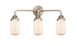 288-3W-SN-G311 3-Light 22.5" Brushed Satin Nickel Bath Vanity Light - Matte White Cased Dover Glass - LED Bulb - Dimmensions: 22.5 x 6.5 x 10.875 - Glass Up or Down: Yes