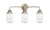 288-3W-SN-G312 3-Light 22.5" Brushed Satin Nickel Bath Vanity Light - Clear Dover Glass - LED Bulb - Dimmensions: 22.5 x 6.5 x 10.875 - Glass Up or Down: Yes