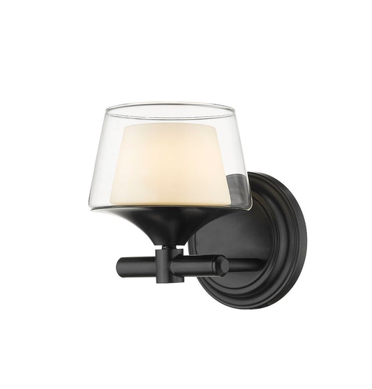 1-Light 5.75" Laguna Bath Vanity Light - Bowl White & Clear Glass - Choice of Finish And Incandesent Or LED Bulbs
