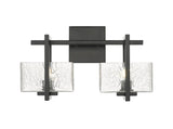 2-Light 15" Striate Bath Vanity Light - Square-Rectangle Clear Glass - Choice of Finish And Incandesent Or LED Bulbs