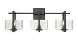 3-Light 24" Striate Bath Vanity Light - Square-Rectangle Clear Glass - Choice of Finish And Incandesent Or LED Bulbs