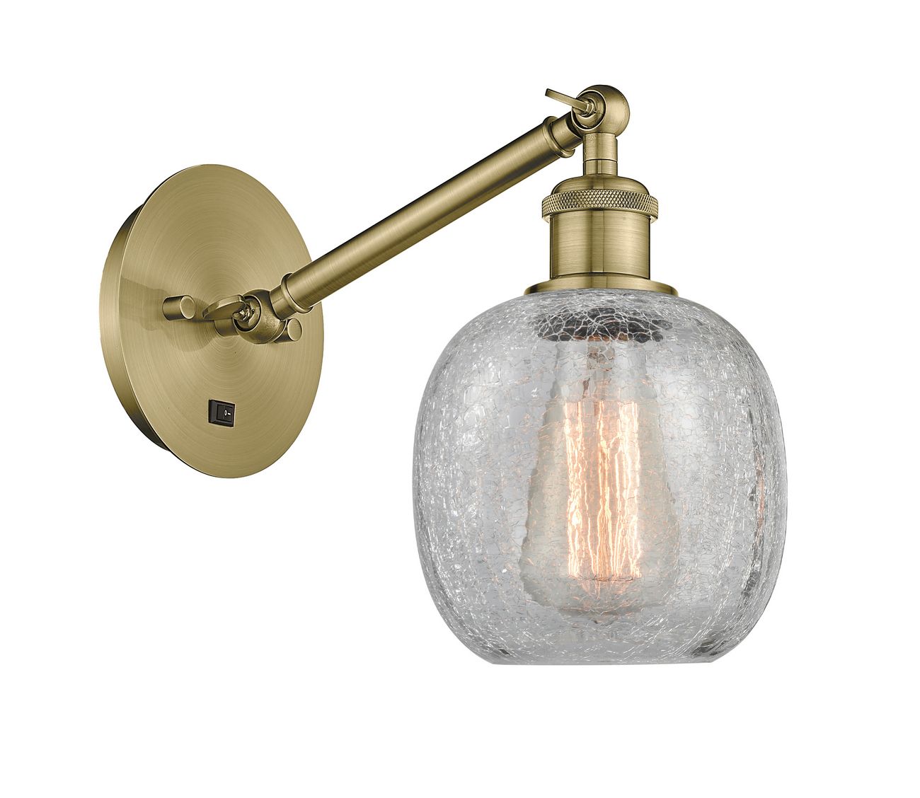 1-Light 6" Belfast Sconce - Globe-Orb Clear Crackle Glass - Choice of Finish And Incandesent Or LED Bulbs