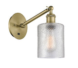 1-Light 5.3" Antique Brass Sconce - Clear Cobbleskill Glass LED - w/Switch