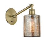1-Light 5.3" Antique Brass Sconce - Mercury Cobbleskill Glass LED - w/Switch