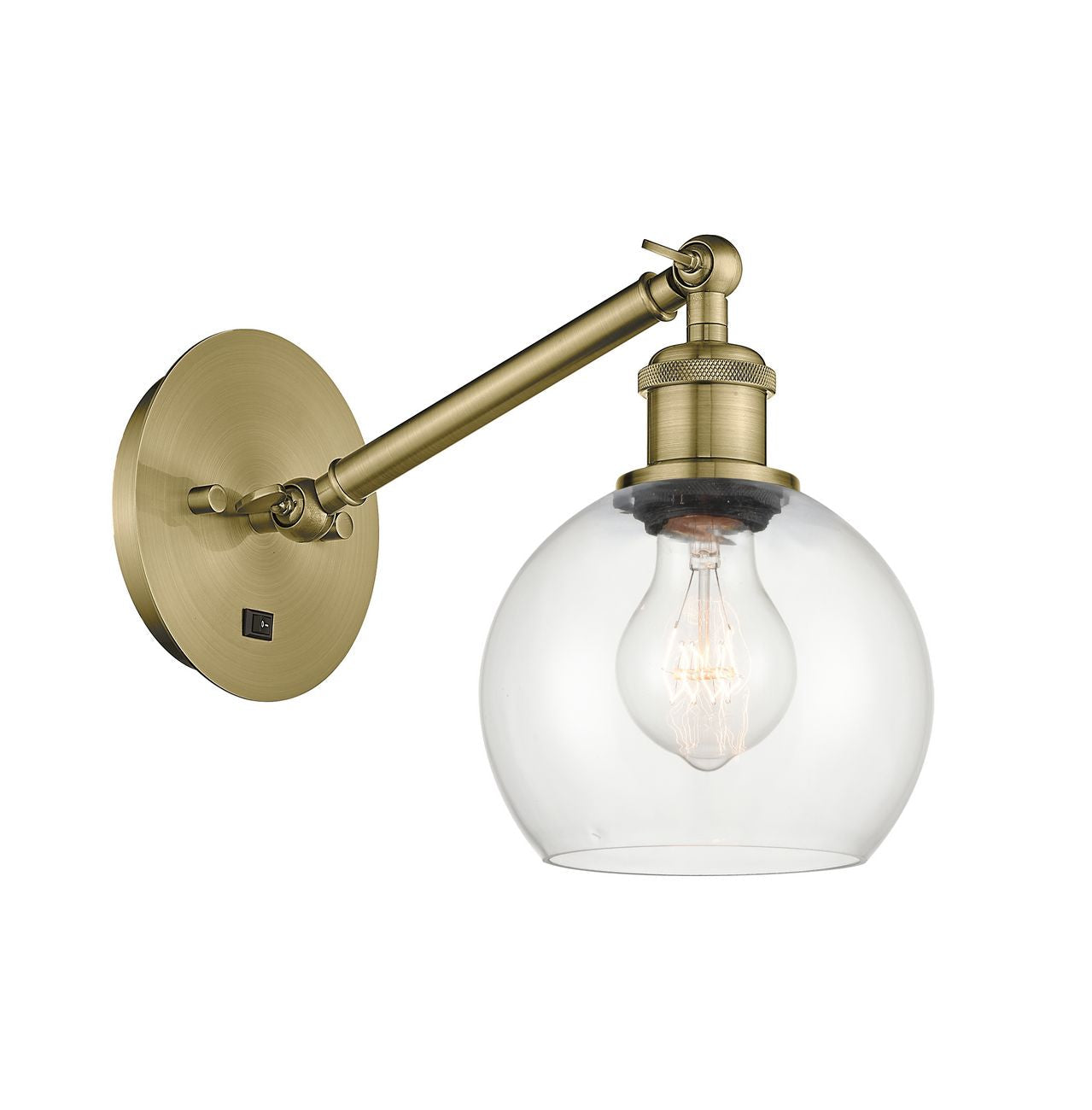 1-Light 6" Athens Sconce - Globe-Orb Clear Glass - Choice of Finish And Incandesent Or LED Bulbs