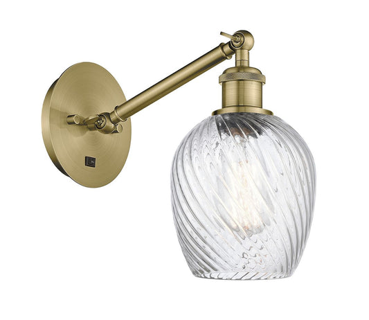 1-Light 5.3" Salina Sconce - Globe-Orb Clear Spiral Fluted Glass - Choice of Finish And Incandesent Or LED Bulbs