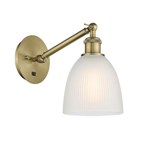1-Light 6" Castile Sconce - Dome White Glass - Choice of Finish And Incandesent Or LED Bulbs