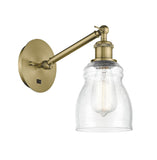 1-Light 5.3" Antique Brass Sconce - Seedy Ellery Glass LED - w/Switch