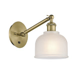1-Light 5.5" Antique Brass Sconce - White Dayton Glass LED - w/Switch