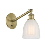 1-Light 5.75" Antique Brass Sconce - White Brookfield Glass LED - w/Switch