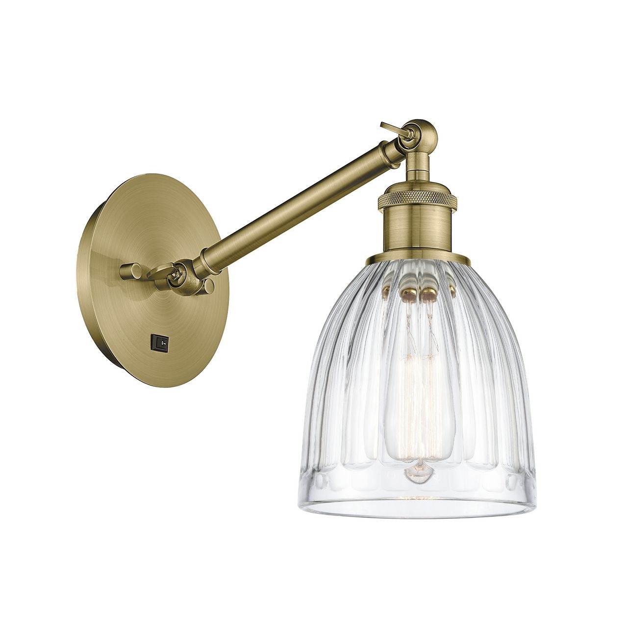 1-Light 5.75" Brookfield Sconce - Drum Clear Glass - Choice of Finish And Incandesent Or LED Bulbs
