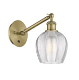 1-Light 5.75" Antique Brass Sconce - Clear Norfolk Glass LED - w/Switch