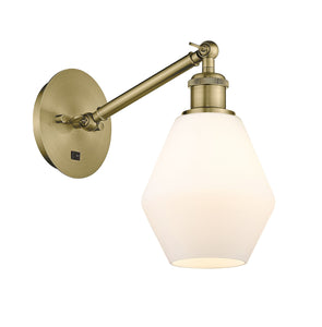 1-Light 6" Antique Brass Sconce - Cased Matte White Cindyrella 6" Glass LED - w/Switch