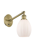 1-Light 6" Antique Brass Sconce - Matte White Eaton Glass LED - w/Switch