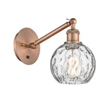 317-1W-AC-G1215-6 1-Light 6" Antique Copper Sconce - Clear Athens Water Glass 6" Glass - LED Bulb - Dimmensions: 6 x 13 x 11.75 - Glass Up or Down: Yes