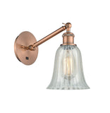 317-1W-AC-G2811 1-Light 6.25" Antique Copper Sconce - Mouchette Hanover Glass - LED Bulb - Dimmensions: 6.25 x 13.125 x 14.75 - Glass Up or Down: Yes