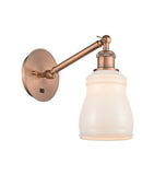 317-1W-AC-G391 1-Light 5.3" Antique Copper Sconce - White Ellery Glass - LED Bulb - Dimmensions: 5.3 x 12.375 x 12.75 - Glass Up or Down: Yes