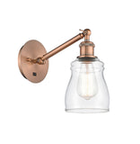 317-1W-AC-G392 1-Light 5.3" Antique Copper Sconce - Clear Ellery Glass - LED Bulb - Dimmensions: 5.3 x 12.375 x 12.75 - Glass Up or Down: Yes