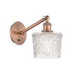 317-1W-AC-G402 1-Light 6.5" Antique Copper Sconce - Clear Niagra Glass - LED Bulb - Dimmensions: 6.5 x 13.25 x 12.25 - Glass Up or Down: Yes