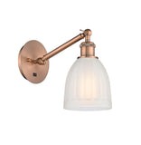 317-1W-AC-G441 1-Light 5.75" Antique Copper Sconce - White Brookfield Glass - LED Bulb - Dimmensions: 5.75 x 12.875 x 12.75 - Glass Up or Down: Yes