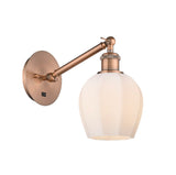 317-1W-AC-G461-6 1-Light 5.75" Antique Copper Sconce - Cased Matte White Norfolk Glass - LED Bulb - Dimmensions: 5.75 x 12.875 x 12.625 - Glass Up or Down: Yes