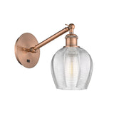 317-1W-AC-G462-6 1-Light 5.75" Antique Copper Sconce - Clear Norfolk Glass - LED Bulb - Dimmensions: 5.75 x 12.875 x 12.625 - Glass Up or Down: Yes