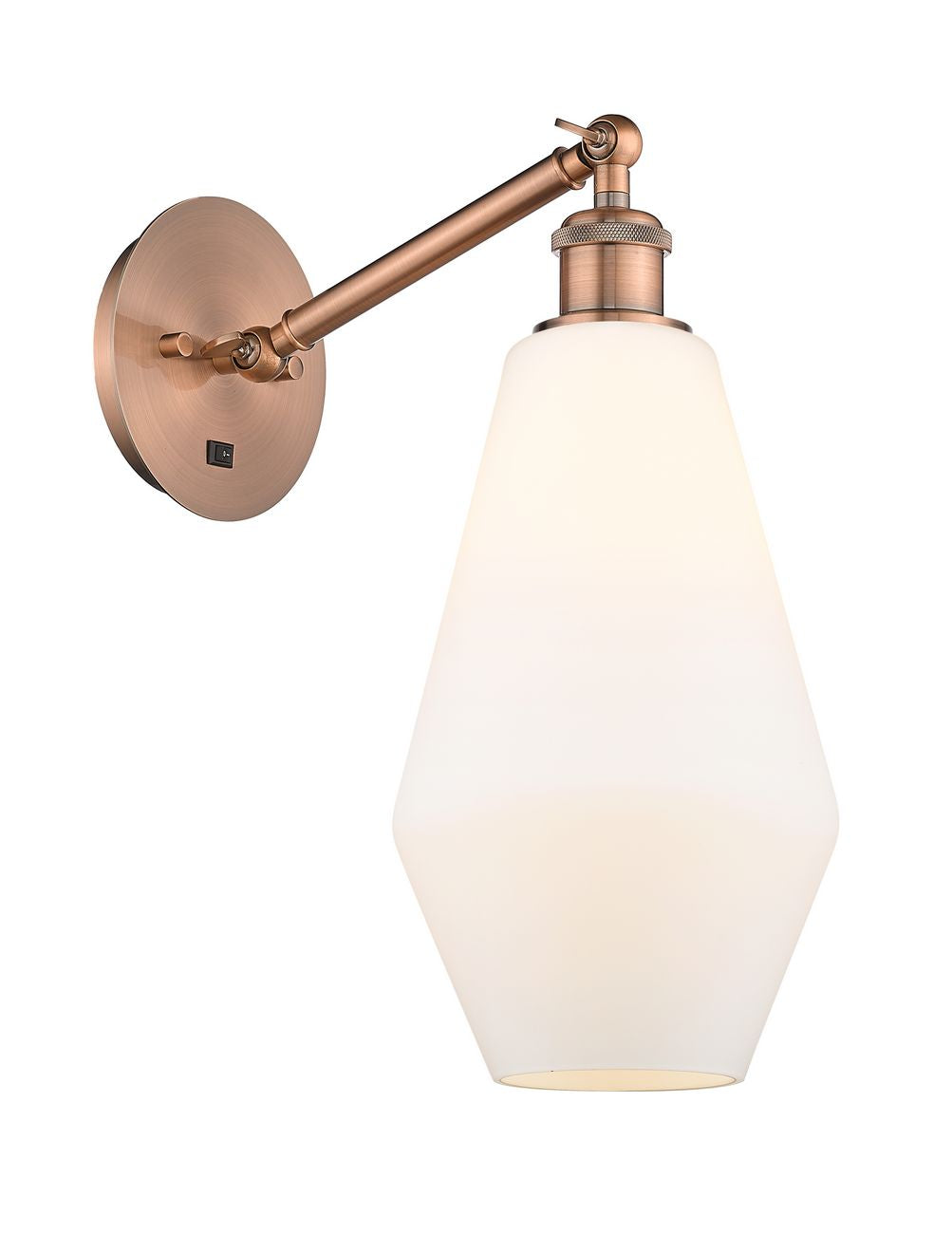 317-1W-AC-G651-7 1-Light 7" Antique Copper Sconce - Cased Matte White Cindyrella 7" Glass - LED Bulb - Dimmensions: 7 x 13.25 x 16 - Glass Up or Down: Yes