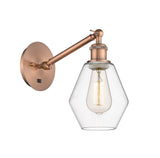317-1W-AC-G652-6 1-Light 6" Antique Copper Sconce - Clear Cindyrella 6" Glass - LED Bulb - Dimmensions: 6 x 12.875 x 11.375 - Glass Up or Down: Yes