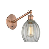 317-1W-AC-G82 1-Light 6" Antique Copper Sconce - Clear Eaton Glass - LED Bulb - Dimmensions: 6 x 12.75 x 13.75 - Glass Up or Down: Yes