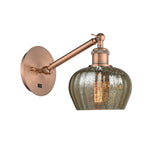 317-1W-AC-G96 1-Light 6.5" Antique Copper Sconce - Mercury Fenton Glass - LED Bulb - Dimmensions: 6.5 x 12.625 x 9.875 - Glass Up or Down: Yes