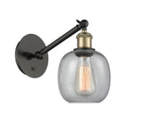 317-1W-BAB-G104 1-Light 6" Black Antique Brass Sconce - Seedy Belfast Glass - LED Bulb - Dimmensions: 6 x 13 x 12.75 - Glass Up or Down: Yes