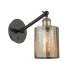 317-1W-BAB-G116 1-Light 5.3" Black Antique Brass Sconce - Mercury Cobbleskill Glass - LED Bulb - Dimmensions: 5.3 x 11.875 x 11.375 - Glass Up or Down: Yes