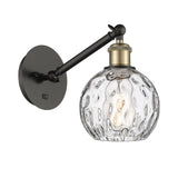 317-1W-BAB-G1215-6 1-Light 6" Black Antique Brass Sconce - Clear Athens Water Glass 6" Glass - LED Bulb - Dimmensions: 6 x 13 x 11.75 - Glass Up or Down: Yes
