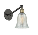317-1W-BAB-G2811 1-Light 6.25" Black Antique Brass Sconce - Mouchette Hanover Glass - LED Bulb - Dimmensions: 6.25 x 13.125 x 14.75 - Glass Up or Down: Yes