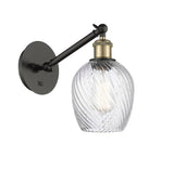 317-1W-BAB-G292 1-Light 5.3" Black Antique Brass Sconce - Clear Spiral Fluted Salina Glass - LED Bulb - Dimmensions: 5.3 x 12.5 x 12.75 - Glass Up or Down: Yes