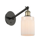 317-1W-BAB-G341 1-Light 5.3" Black Antique Brass Sconce - Matte White Hadley Glass - LED Bulb - Dimmensions: 5.3 x 12.25 x 12.75 - Glass Up or Down: Yes