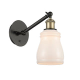 317-1W-BAB-G391 1-Light 5.3" Black Antique Brass Sconce - White Ellery Glass - LED Bulb - Dimmensions: 5.3 x 12.375 x 12.75 - Glass Up or Down: Yes
