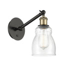 317-1W-BAB-G394 1-Light 5.3" Black Antique Brass Sconce - Seedy Ellery Glass - LED Bulb - Dimmensions: 5.3 x 12.375 x 12.75 - Glass Up or Down: Yes
