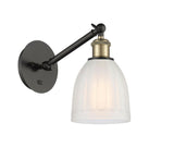 317-1W-BAB-G441 1-Light 5.75" Black Antique Brass Sconce - White Brookfield Glass - LED Bulb - Dimmensions: 5.75 x 12.875 x 12.75 - Glass Up or Down: Yes